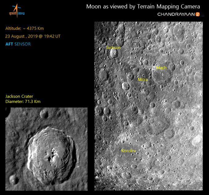Chandrayaan 2 photographed lunar craters