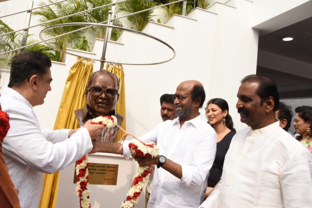 kamal haasan, Rajinikanth balachander statue opening