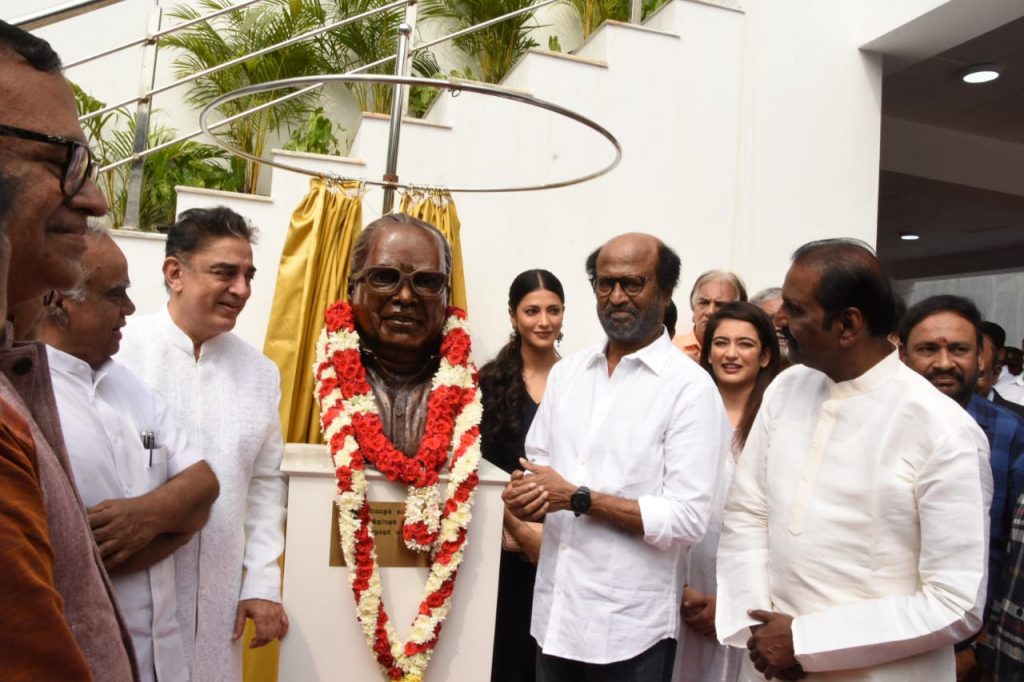 kamal haasan, Rajinikanth balachander statue opening