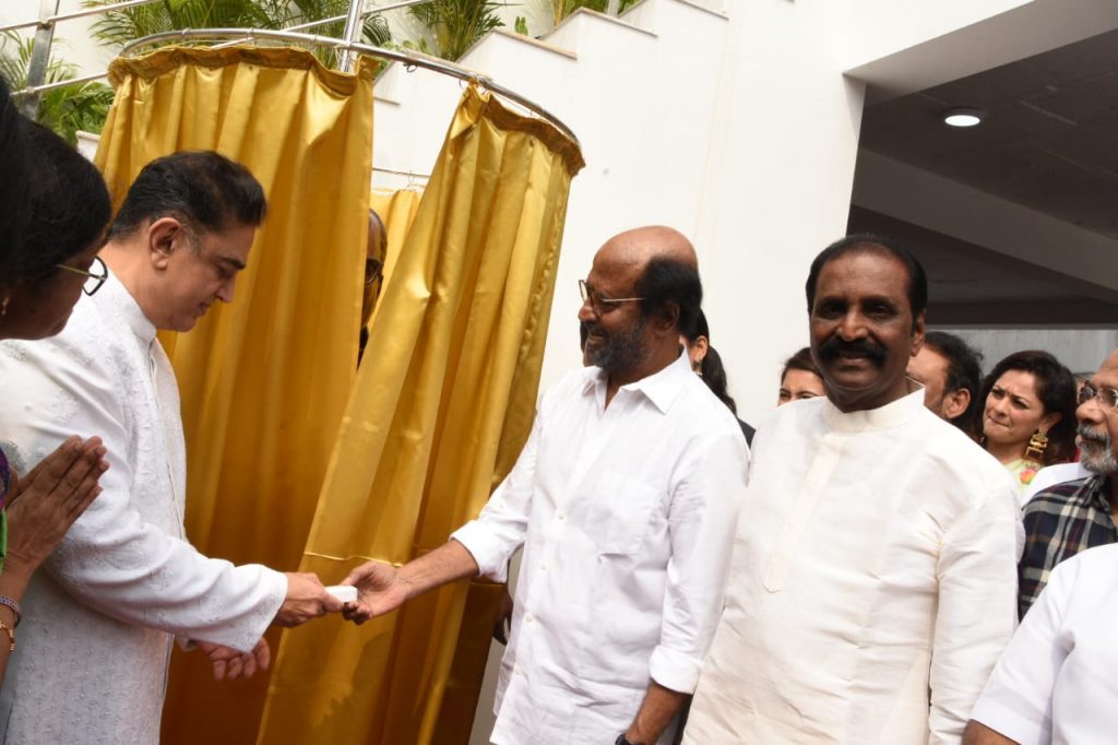 kamal haasan, Rajinikanth balachander statue opening