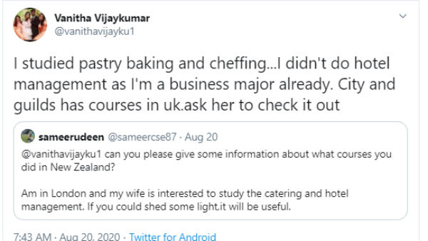 vanitha vijayakumar twitter reply